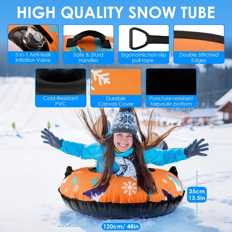 48 Inch Snow Tube with Premium Canvas Cover & Towable