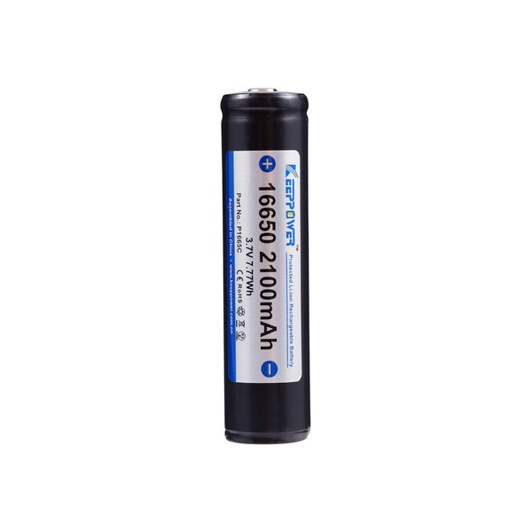 KeepPower 16650 2100mAh 3.7V Rechargeable li-ion Protected Battery 7.77Wh (Replacement