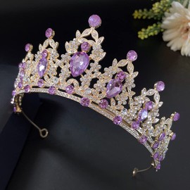 Girls Crystal Tiara Wedding Bridal Women Princess Headband Crown Hair Accessories for Birthday Party Pageant Prom Queen Costume Stage Performances, Alloy, Rhinestone