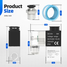 Solenoid Valve, Hoodutric 1/4 Inch NPT DC12V 2 Way Normally Closed Electric Solenoid Air Valve Junction Box-2V025-08
