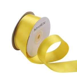 1-1/2" Wide Double Faced Yellow Polyester Satin Ribbon for Crafts, Wedding, Gift Wrapping, Bow Making,Party Decoration, Christmas Tree Deco (25 Yards)