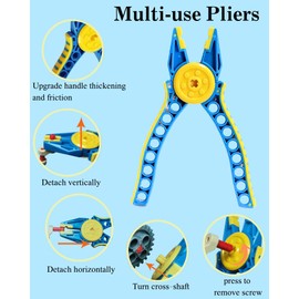 15PCS Remover Building Blocks Tool Kit - 3 PCS Brick Separator, Blocks Tool Suit, Multi-Functional Hammer, Red Gift Ribbon, Pliers, Tweezers, Finger Protectors with Iron-Box (Blue)