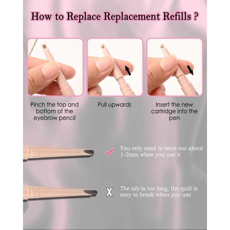Augenbrauenstift Wasserfest Set, Microblading Augenbrauen Stift & Gel Eyebrow Pencil