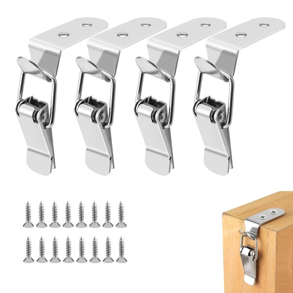 4Pack 90 Degree Toggle Latch, Stainless Steel Spring Loaded Box
