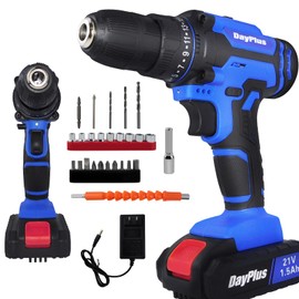 ZanGe Cordless Drill Set w/Battery and Charger, Powerful Electric Power Drill, 3/8" Keyless Chuck, 2 Variable Speeds & 25+1 Torque Settings, LED Worklight, 26Pcs Drill Accessories