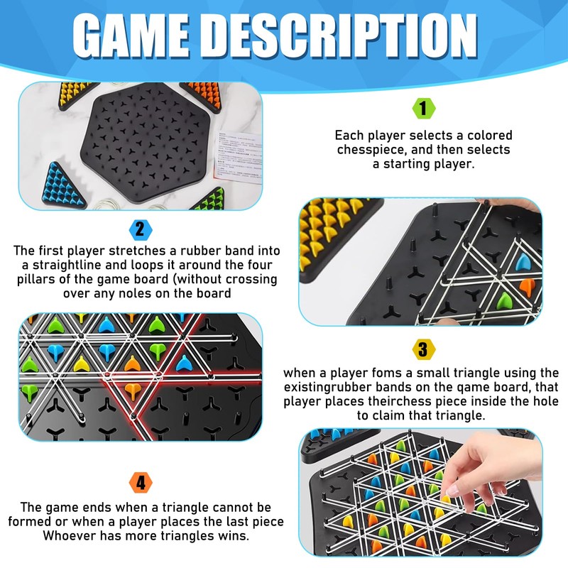 DTXYBC Triggle Game Rubber Bands, Chain Triangle Chess Game, Brain