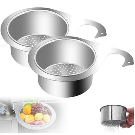 QOOWFEANIG 2024 New Multifunction Hanging Sink Strainer Steel Colander Drain Basket,Kitchen Sink Food Waste Filter and Vegetables Fruits Clean for Kitchen Sink Hangs Faucet Fits All Sink（2Pcs）