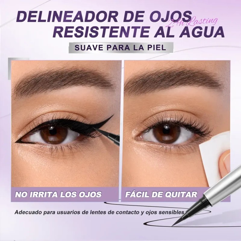 Delineador Líquido Sace Lady Negro Impermeable Larga Duración