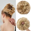 BwelsZJ Large Messy Bun Hair Piece Golden Blonde/Beach Blonde Curly