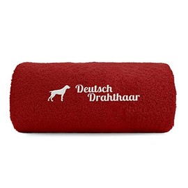 siviwonder German Wirehaired Hand Towel Paw Dog Motif Embroidery Deluxe Colour Red