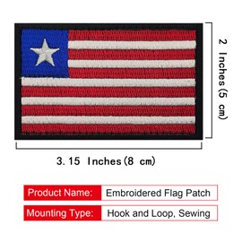 EmWoot 2PCS Africa Liberia Flag Patch Embroidered Morale Patch Military Tactical Patches Hook and Loop Applique Fastener
