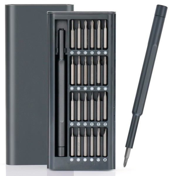 ABLY 25-in-1 Precision Screwdriver Set, Magnetic Bits, Aluminum Handle, Phone