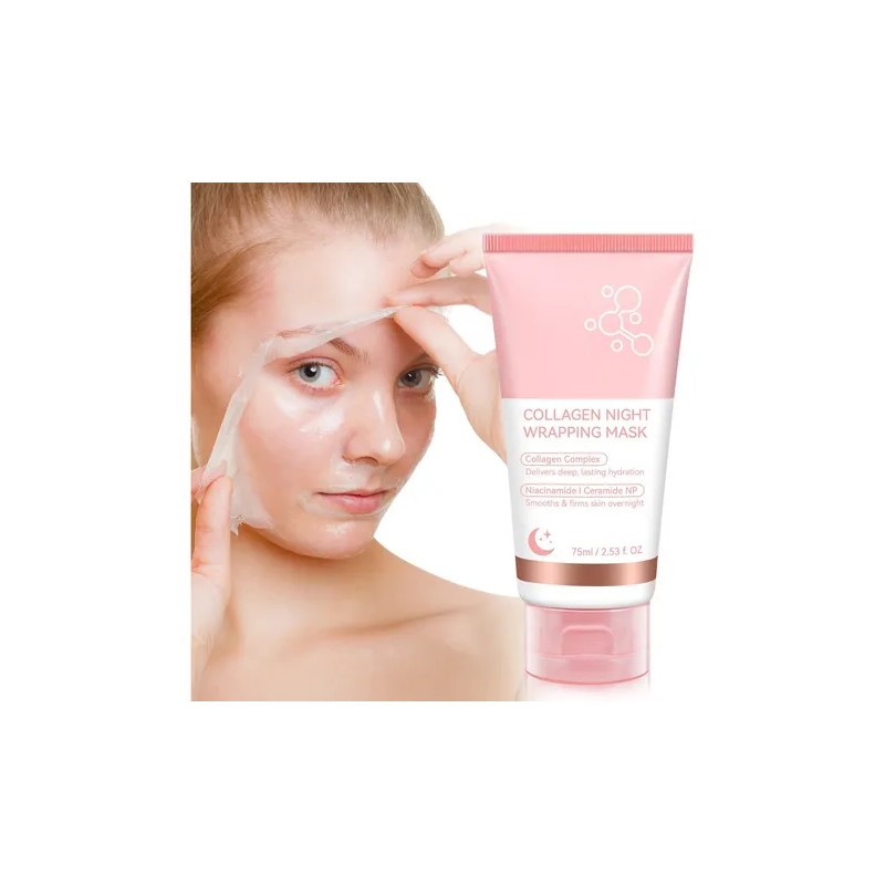 2pcs Collagen Night Wrapping Mask, Mejora La Elasticidad