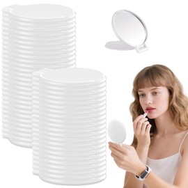 50 Piezas Espejo de Bolsillo, Mini Espejo para Maquillaje Portatil, Espejos Redondo Compacto Plegable para Viajes, Uso Diario, Recuerdos Boda y Fiestas, Regalos para Mujeres (Blanco)