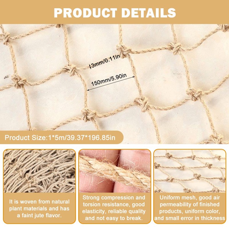 2 m x 5 m Plant Support Net Natural Jute