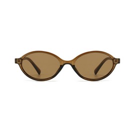 laureles Vintage Oval Sunglasses Women Fashion Sun Glasses for Men Small Frame Round Eyewear Female UV400 (Coffee Color)