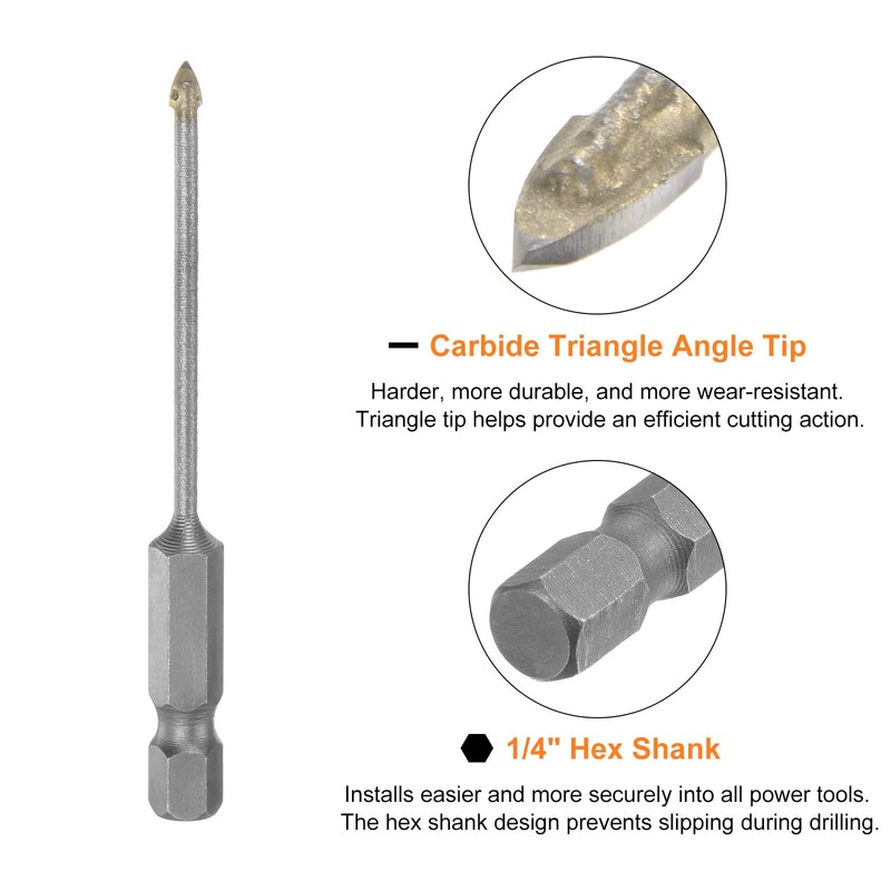sourcing map 12pcs Concrete Masonry Drill Bits 3mm (1/8") Tungsten