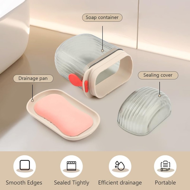 2Pcs Travel Soap Case, with Lid Leakproof Soap Container Portable