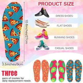 Velmitten 3 Pairs No Show Socks Sockless Shoe Liner Washable Barefoot Shoe Insoles No Slipping Inserts(Fruit Style)