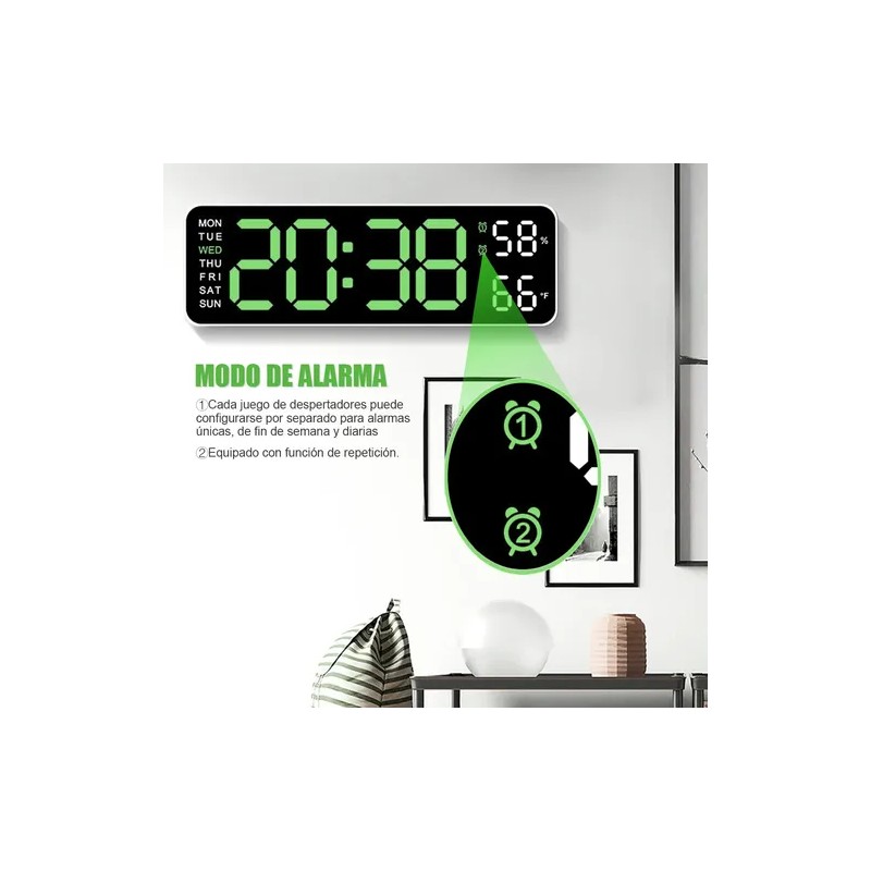 Reloj De Pared Digital Led Con Termómetro, Fecha,alarma