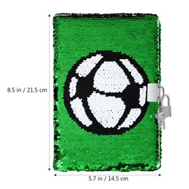 CLISPEED Diary for Boys with Lock and Keys, Football Pattern Kids Writing Journal Reversible Sequin Notebook Travel Composition Notebook Schedule Memo Notepad for School Student Office Supply