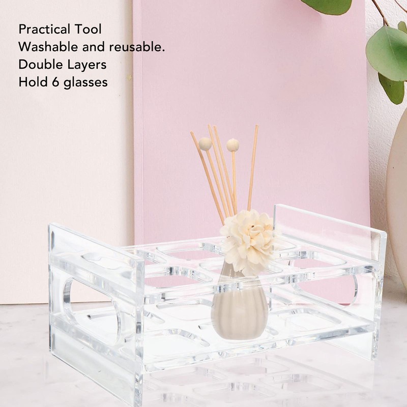 Acrylic Shot Glass Holder Carrying 6 Square Transparent Liquor Cup