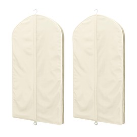 Univivi Premium Breathable Oxford Dress Cover Garment Bag, 43 inch Garment Bag for Hanging Clothes, Garment Covers for Closet Clothes Storage, Dress Bag for Dress, Jacket,Suits, Coats - Beige,2 Pack