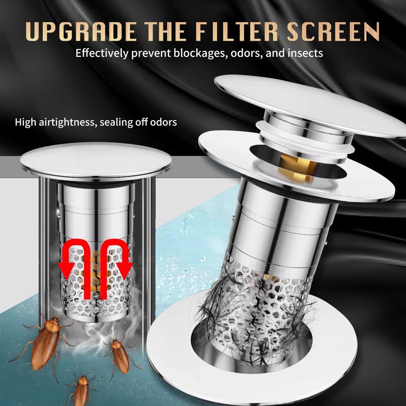 1 PCS Pop Up Drain Strainer, Stainless Steel Kitchen Sink