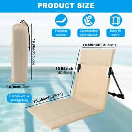 MAYIT Foldable Pool Chair Portable Poolside Chairs Folding Chairs for Edge of Pool with Back Support Easy to Carry for Beaches Picnic Camping Sporting Events Tailgating (Beige)