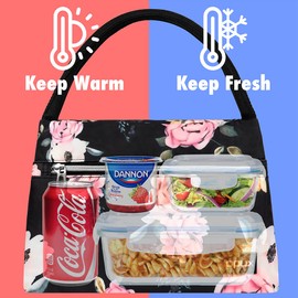 OPUX - Bolsa de almuerzo para mujer, bolsa de almuerzo aislada para niñas, trabajo y adultos, escuela, pequeña bolsa reutilizable para almuerzo, contenedor de comida para viaje, picnic, se adapta a 11