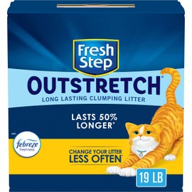 Fresh Step Outstretch Long Lasting Clumping Litter with Febreze Freshness, Lasts 50% Longer*, Activated Charcoal, 19 Pounds, Pack May Vary
