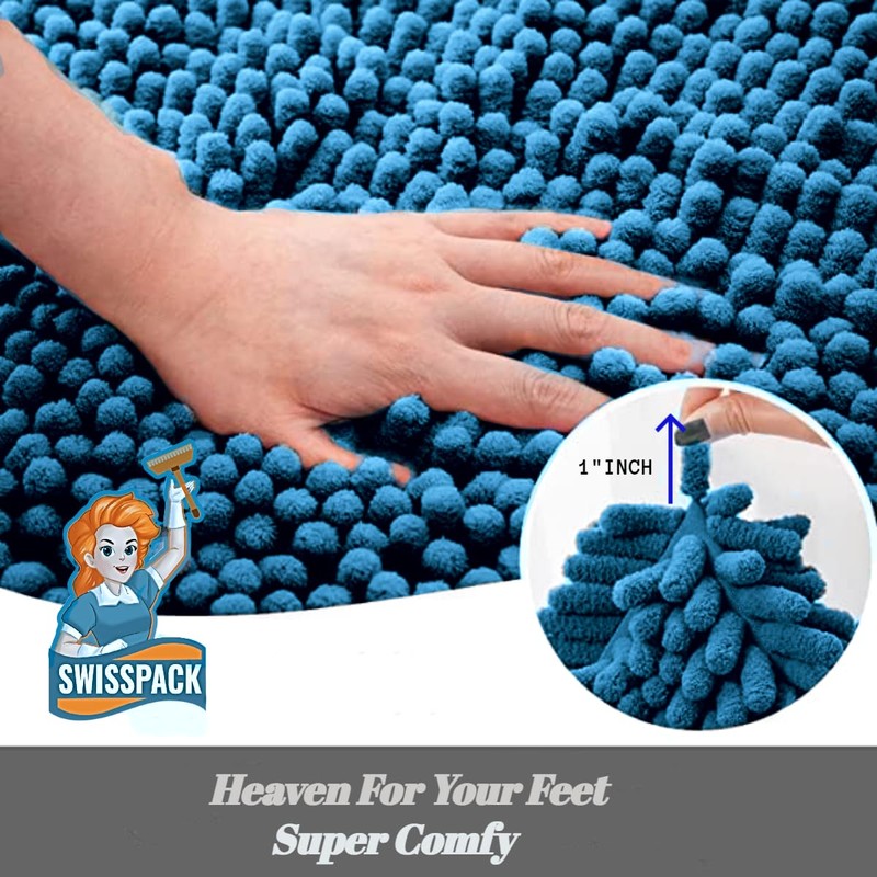 SWISSPACK 80x50 CMS Microfiber Bath Mat for Bathroom, Non-Slip Super