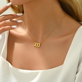 NONAMOIS Gold Angel Number Necklace For Women Dainty 18K Gold Plated Number Pendant Chain Necklace Stainless Steel Simple Gold Numerology Aesthetic Jewelry 333