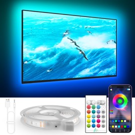KANTUTOE TV Lights Behind, 19.68ft LED Lights for 55-85 Inch TV, RGB TV Backlight, Music Sync Bluetooth APP and Remote Control Strip Lights USB Powered for Bedroom Gaming Room Decor
