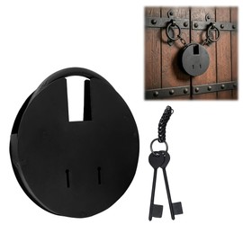 Ancient Dungeon Hand - Forged Iron Padlock with 2 Functional Keys | Large Heavy Duty 8 - inch Black Antique Lock | Vintage Medieval Chest, Gate, Door & Trunk Padlock for Home, Decor
