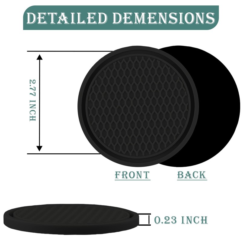Car Coasters for Cup Holders [4 Pack], 2.77 Inches Silicon