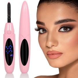 Rizador de pestaas calentado para mujer, rizador elctrico de pestaas con calentamiento rpido de 10 segundos, 4 temperaturas ajustables (65  C-95 C),  