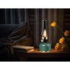 Abbott Collection Green Lantern LED Lamp with Chimney, Portable Table