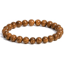 ANAYA AGATE Mariam Jasper Bracelet, Natural Healing Crystal Bracelet for Women and Men, 8mm Round Beaded Bracelet for Spiritual Healing, Protection, Positive Energy, Elastic Adjustable Size Gemstone Bead Bracelet