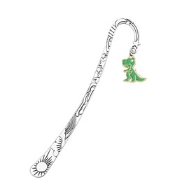WSNANG Dinosaur Lover Gift Dinosaur Bookmark Book Lovers Gift Cuntasaurous Animal Bookmark Jewelry for Women Girl, Stainless Steel, stainless steel