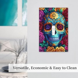 Neukim Decorator Switch Cover 1 Gang Single Toggle Sugar Colorful Skull Roses Wall Plate Outlet Switch Covers Light Switch Cover Receptacle Cover