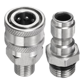 sourcing map 2pcs Pressure Washer Sewers Nozzle 1/4" Quick Connect 5000 PSI Stainless Steel Drain Blaster Rotating Button Nose Fixed Cleaning Water Hose Jet for Drain Cleaning Hose