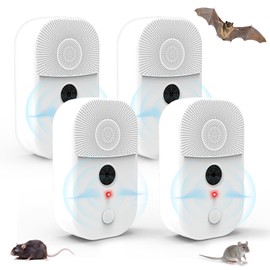 4Pack Upgraded Ultrasonic Bat Repellent Deterrent Devices for Attic, Bat Repellent for Indoor Use, Plug in Bat Deterrent System Bats Keep Away for Home Attic, Friendly to Human & Pet