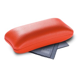 FEFI Hard Case Glasses Case in Unusual Shape – Includes High-Quality Glasses Cleaning Cloth / Microfibre Cloth, Orange (Large)