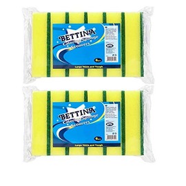 Bettina 12pk Catering Scourers | Heavy Duty Scrub Large, Thick & Tough | Sponge Size: 14 x 10 x 4cm | 2 x Pack of 6|, Green,