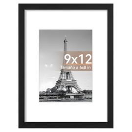 Marco De Fotos Decorativo,Muestra Fotos De 6 X 8" (Con Relleno) O Fotos De 9 X 12" (Sin Relleno),Pared Adecuada Para Decoración Del Hogar,Exhibición De Escritorio,Decoración De Oficina,Regalo (1 Pieza-Negra - 9x12")