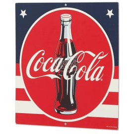 Coca-Cola Metal Sign With American Flag - Vintage Americana Wall Decor for Kitchen, Dining Room, or Garage