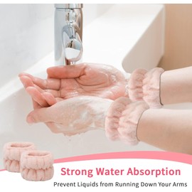 6 Pcs Spa Headband Face Wash Headband and Wristband Set, Girls' Lovely Bunny Ears Headbands Makeup Cosmetic Shower Elastic Headbands with Face Washing Wristband for Women (Pink+blue, One size)