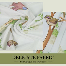 LIVETTY Shower Curtain Birds Shower Curtain 180 x 180cm Mould Proof Polyester Fabric Bath Curtain with 12 Hooks Bathroom Curtain Washable Quick-Drying