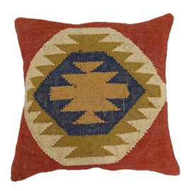 Trade Star Kilim Cushion Covers 18x18, Handmade Pillows, Indian Cushions, Boho Throw Pillow Case, Jute Outdoor Cushion Cover, Decorative Pillow Shams Cases (Pattern 9 (18"x18"))